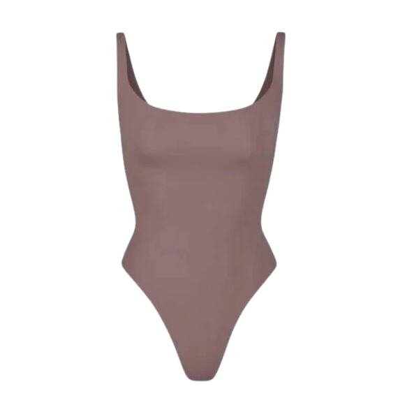 SKIMS Fits Everybody Square Neck Bodysuit NWT Umber Size 4X Stretchy Top - Picture 1 of 5